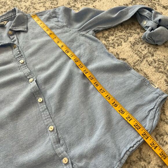 Orvis Blue Linen Blend Womens Long Sleeve Button Up Shirt Casual Gorpcore Medium - Picture 6 of 10
